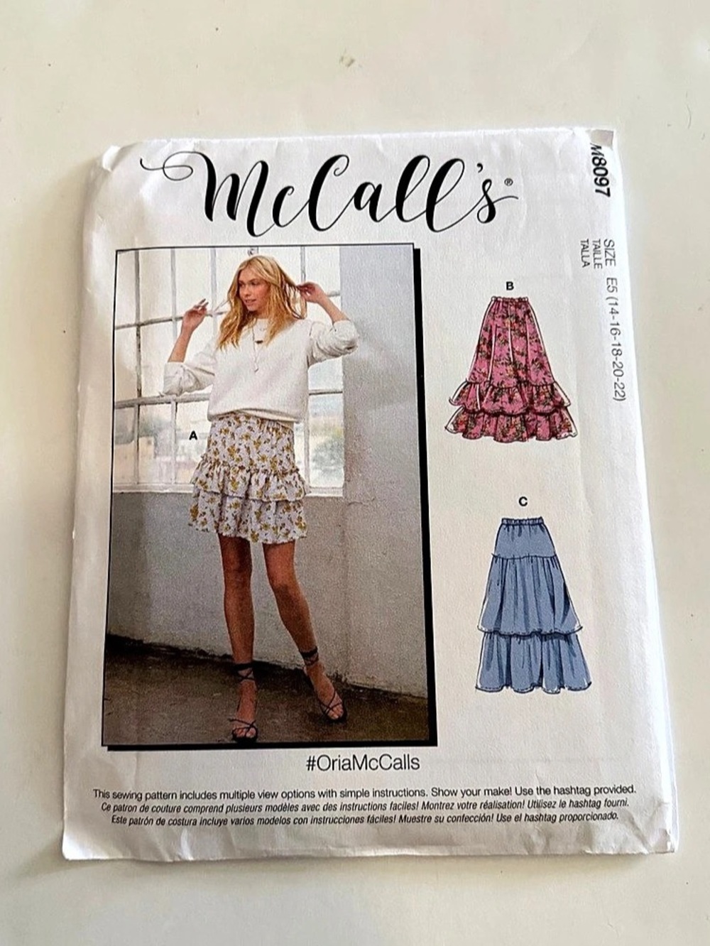 McCall's M8097 Floral Tiered Skirt Sewing Pattern
